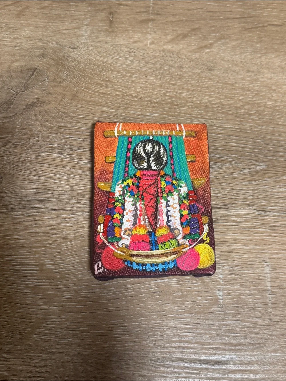 Original Guatemalan Mayan Folk Art Painting — Woman Weaving 🇬🇹🧵